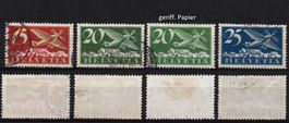 1923/37 POSTA AEREA SBK F3/F5 (p. lisse) + F4z (p. grillé) O