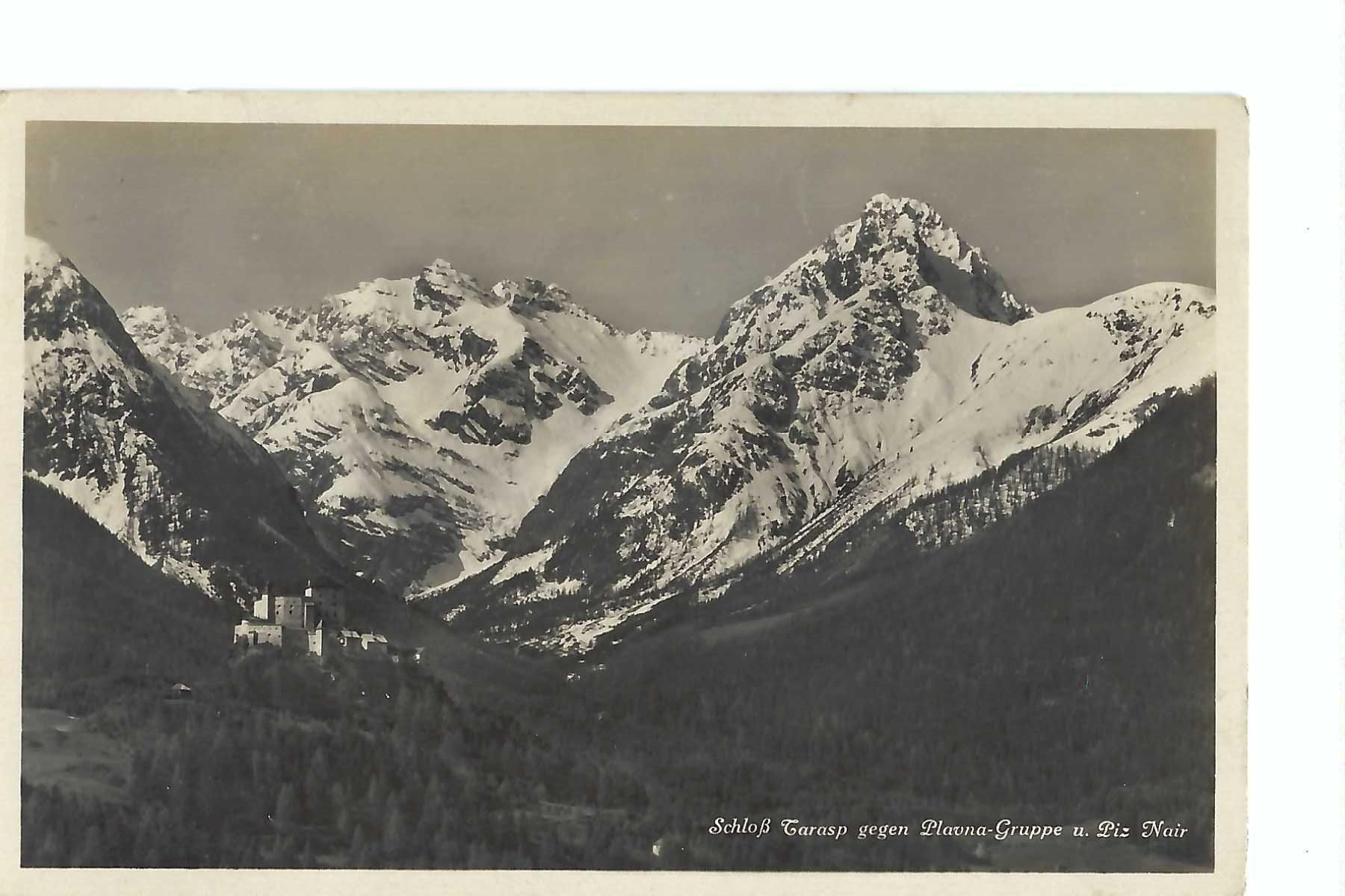 Cartoline postali: Schloss Tarasp mit Bergpanorama! 1929 – Usato da Thun venduto da 44wart