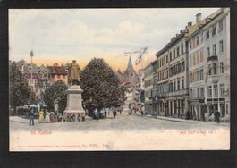 .St. Gallen und Vadiandenkmal , belebt , gel. 1906