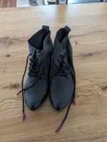 Tamaris Stiefeletten Gr. 41 Leder Schwarz/Anthrazit Absatz