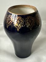Echt Kobalt Vase Unterweissbach Golddekor Porzellan GDR