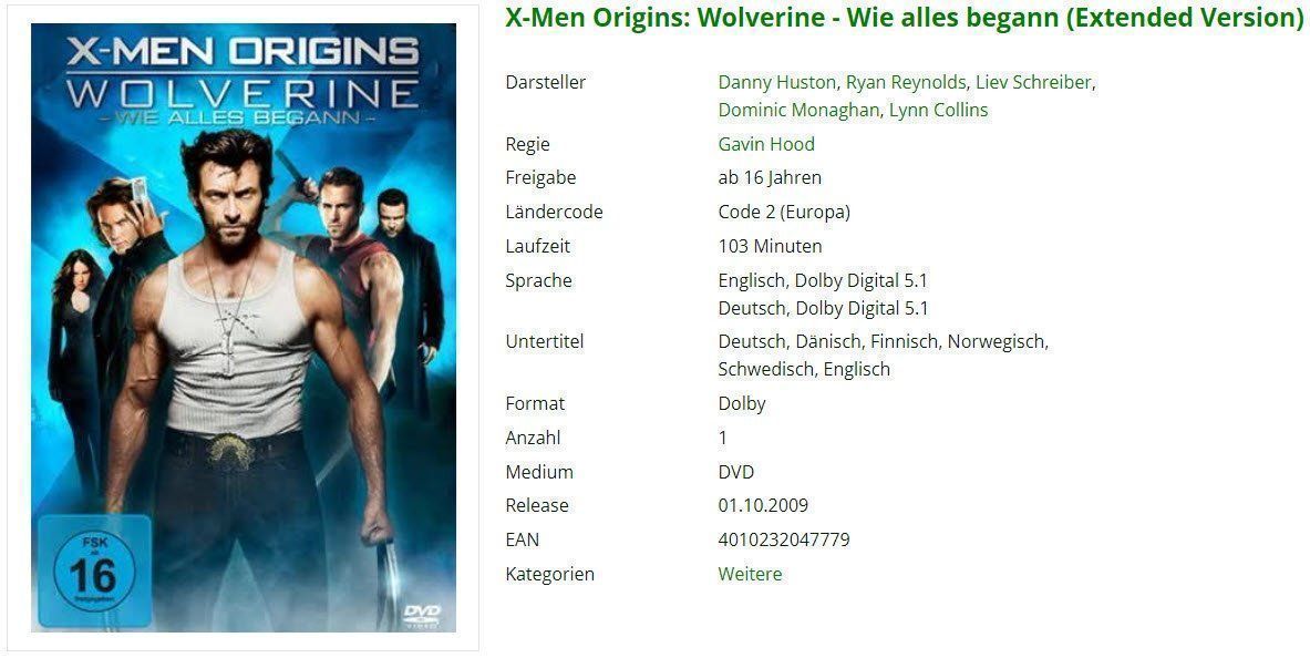 Alle DVDs: X-Men Origins: Wolverine (DVD) – Gebraucht aus Buchrain von Sssschaller
