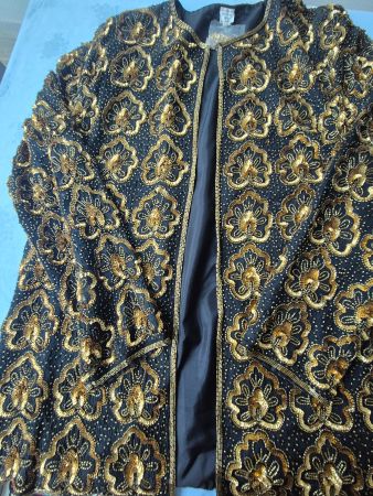 Elegante Abendjacke Seide schwarz, VINTAGE vollständig