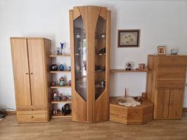 Wohnwand, massiv Eiche,Set Vitrine Schrank Regal 🔥