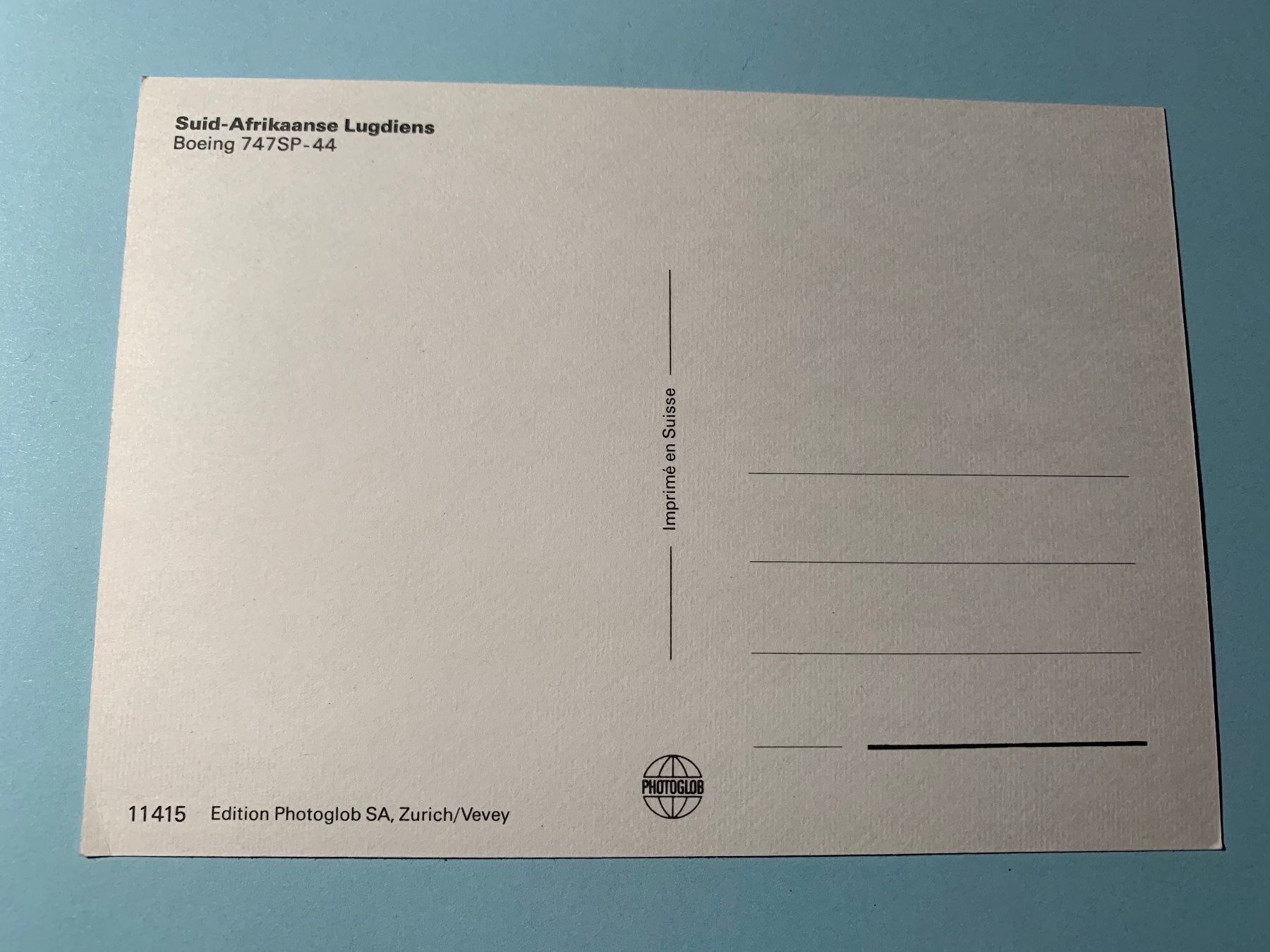 Ansichtskarten: Postkarte (Ansichtskarte) Boeing 747SP-44 – Gebraucht aus Eschlikon TG von ArtRec 1