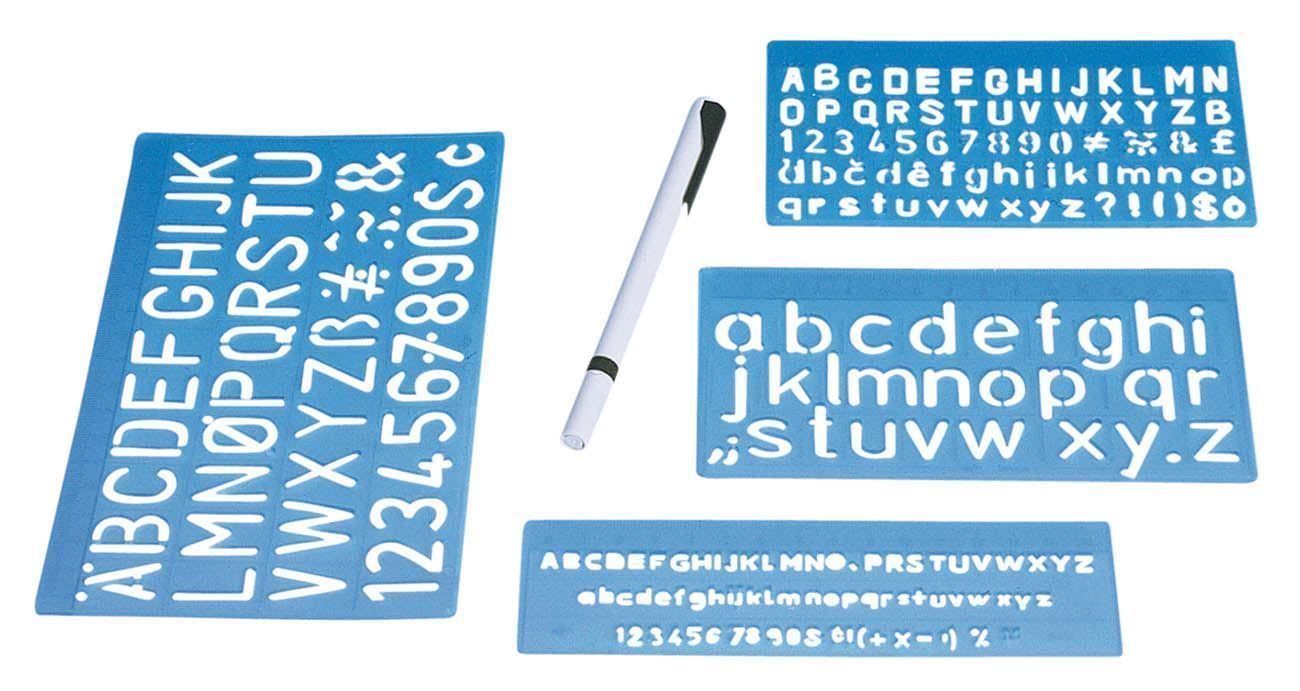 Schablonen: Schriftschablonen-Set, 4 Grössen im Set – Neu und originalverpackt aus St. Gallen von cointec 1