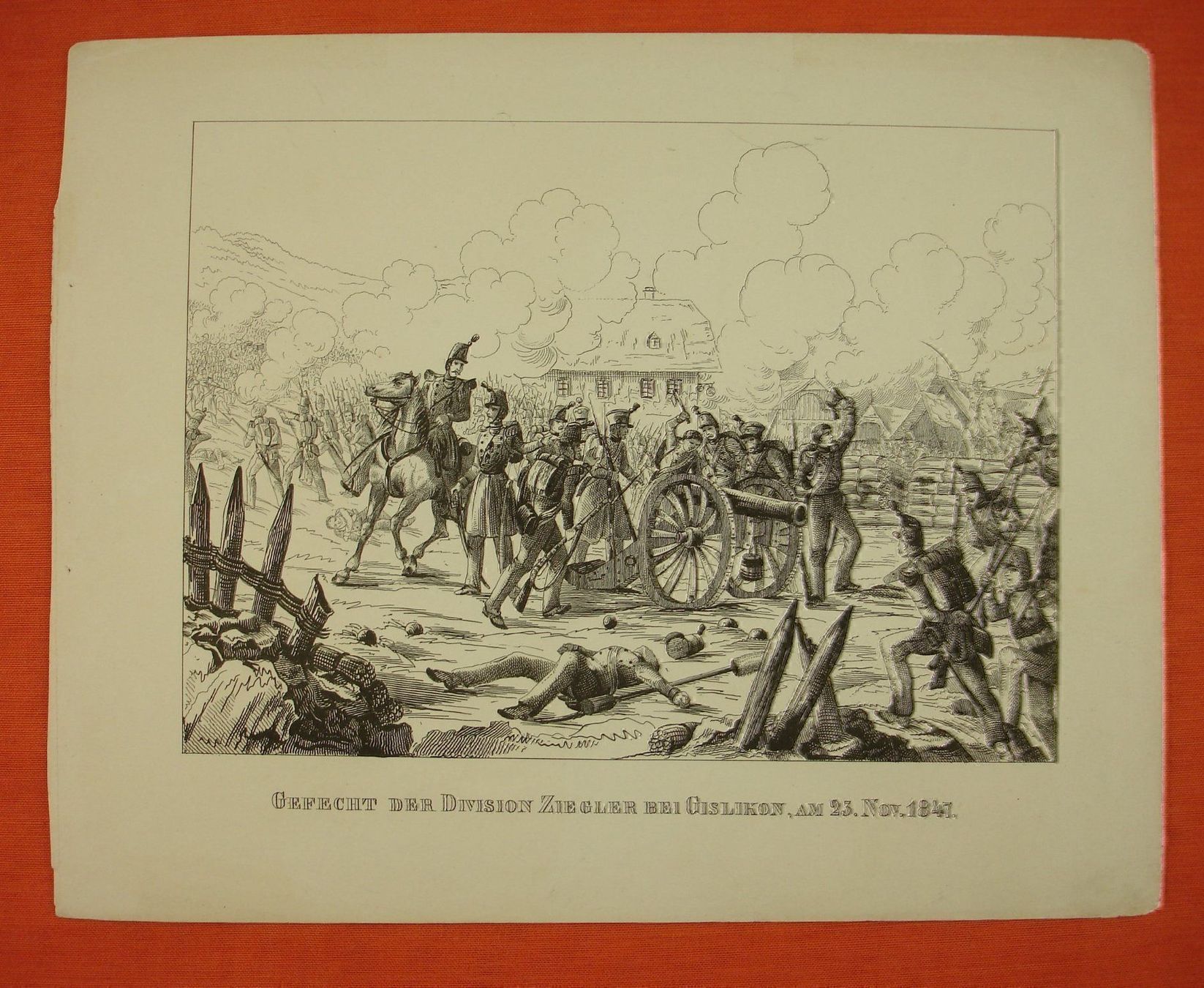 Incisioni: GISLIKON, 2 FEDERLITHOGRAPHIEN UM 1850 – Usato da Grüningen venduto da Kartensammler 4