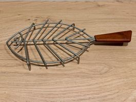 Fisch-Untersetzer Metall Holzgriff Teak (?) Lonborg Danish