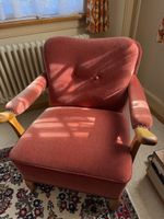 Sessel Samt altrosa mit Holzgestell guter Zustand