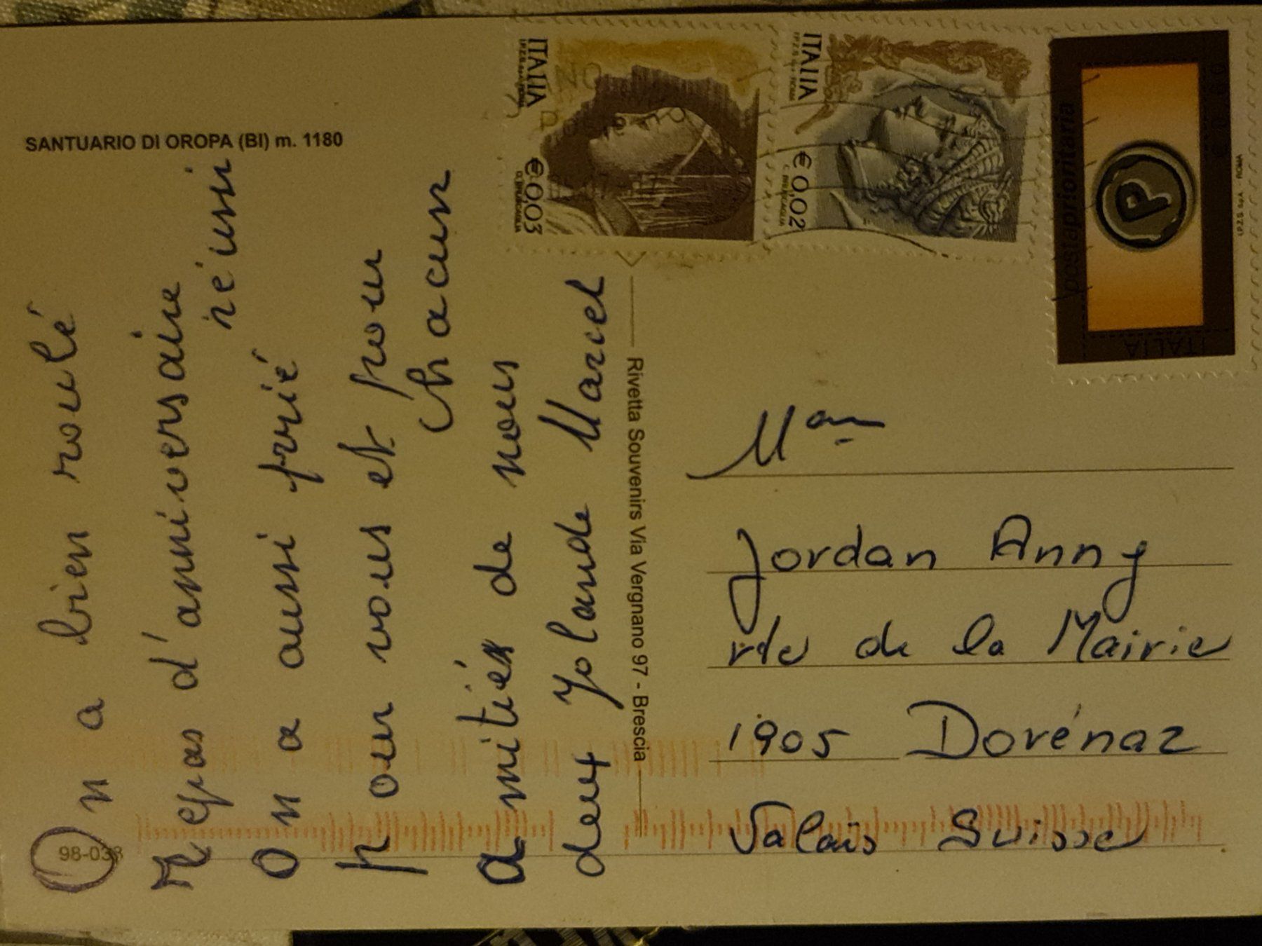 Cartoline postali: Ansichtskarte Santuario D'Oropa, Italien – Usato da Dintikon venduto da Vexi 1