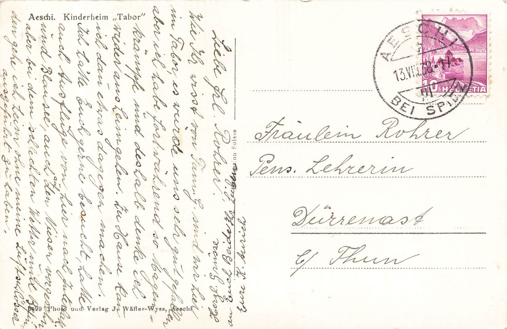 Cartoline postali: Aeschi (BE) Kinderheim Tabor – Usato da Biasca venduto da Blenio71 1