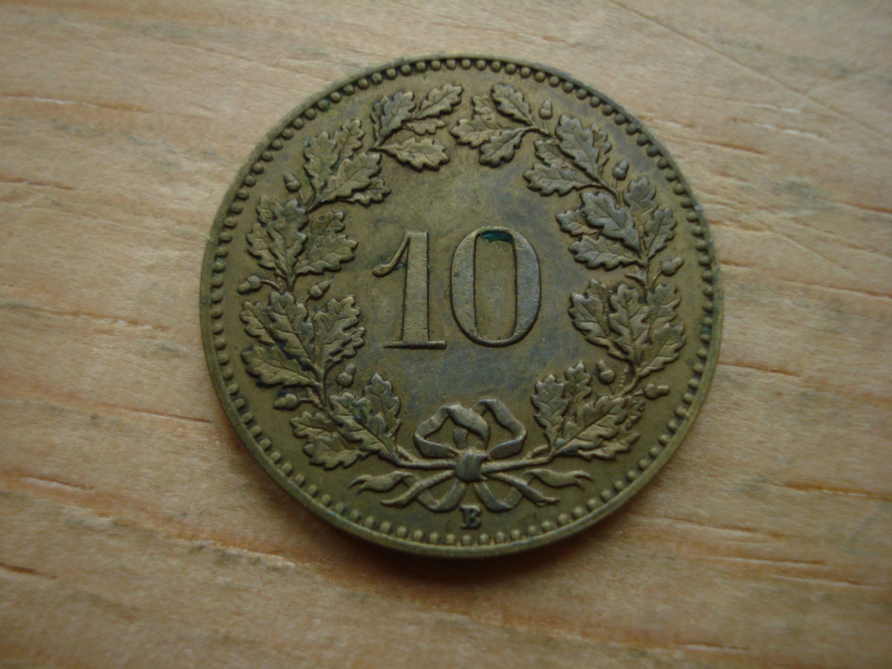 Alle Münzen: (B) 10 Rappen 1919 Messing – Gebraucht aus Erlach von Net-Coins 1