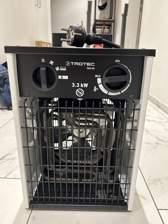 TROTEC Elektroheizer TDS 20 mit 3,3 kW Heizlüfter Heizgerät Bauheizer mit integriertem Thermostat