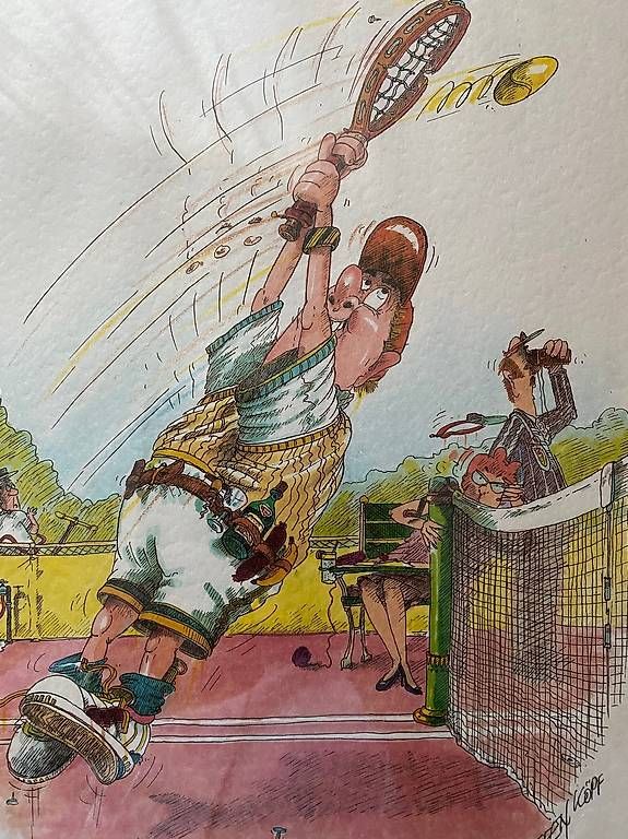 Poster & Bilder: Tennis Karikatur by Steffen Köpf "BACKHAND" – Gebraucht aus Bern von Pfupfi0 4