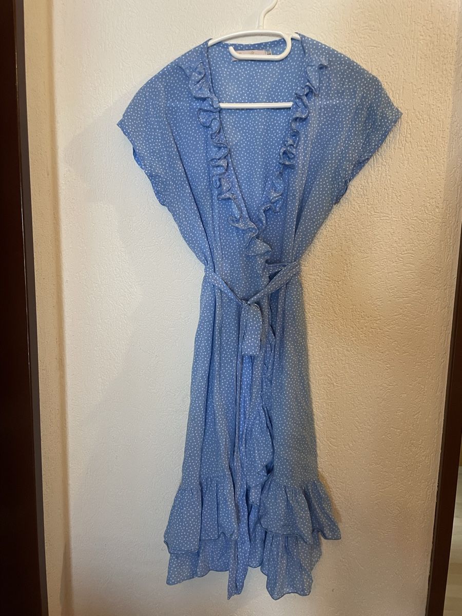 Vestiti: Wickelkleid hellblau Punkte Rüschen – Usato da Zermatt venduto da mar_f9v6 1