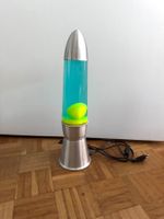 Lavalampe Silber Blau Gelb funktioniert einwandfrei 30cm