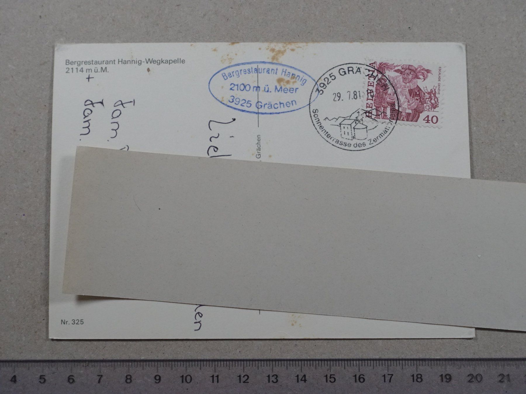 Ansichtskarten: Grächen, Hannigalp, 1981 – Gebraucht aus Lenzburg von fh1 1