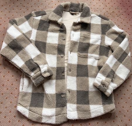 Teddy Overshirt Jacke H&M Gr. M – beige kariert