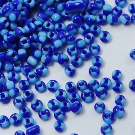 Perle (finte): Rocailles Hellblau-Blau gestreift 2mm – Nuovo (secondo la descrizione) da Rüegsau venduto da Tausendfreund