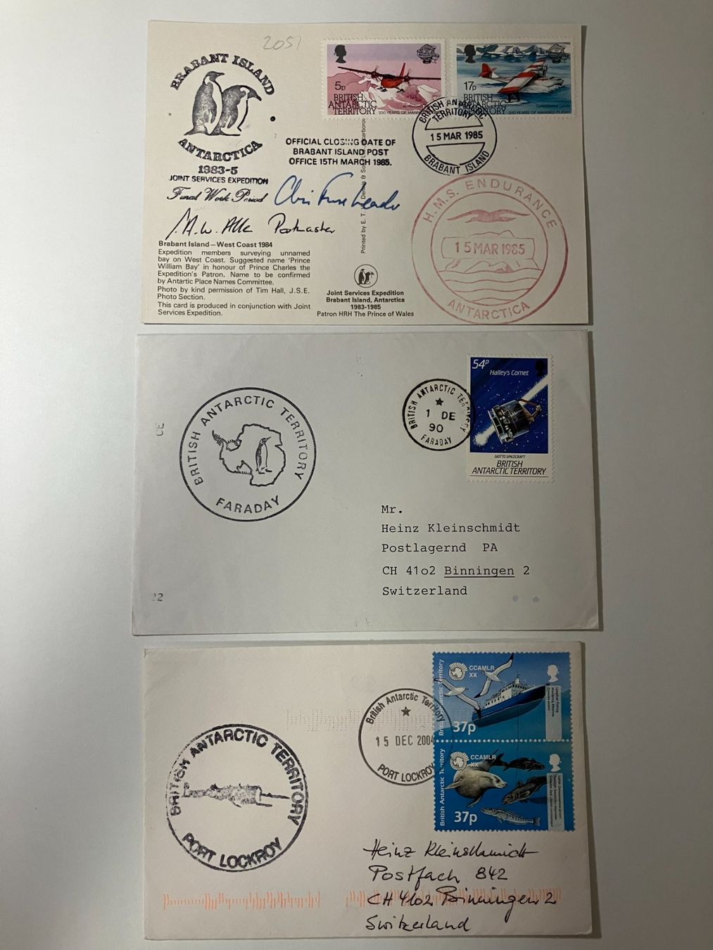 Tutti i francobolli: 1985-2004, 3 vers. Belege, British Antartic Territory – Usato da Würenlos venduto da Eulenpostuhu