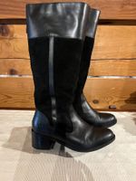 Lederstiefel, XXL-Schaft, Veloursleder, Weite H
