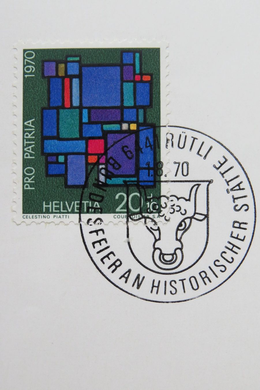 Tutti i francobolli: PTT-Böglein mit Stempel RÜTLI 1.August 1970 – Usato da Brunnen venduto da Kumari 1