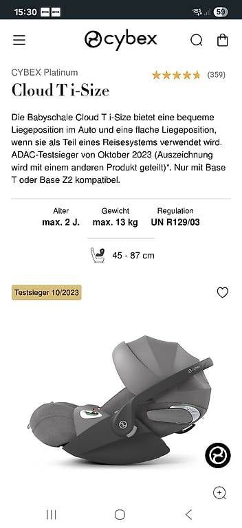 Cybex Seggiolini per auto: Maxi Cosi von CYBEX Cloud T i-Size – Usato da Düdingen venduto da RebeccaR01