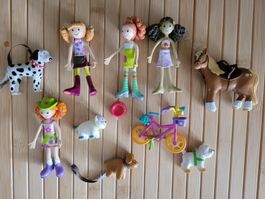 Figuren Puppen-Set mit Tieren und Zubehör, Top Zustand