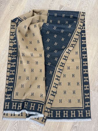 Sciarpa logo H beige e nera