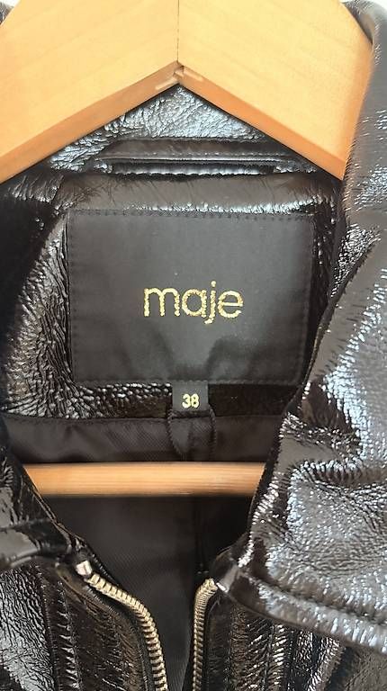 Maje Giacche: MAJE Lederjacke Damen Gr. 38  schwarz, Lackoptik – Usato da Bülach venduto da Wogrinchristiane 1