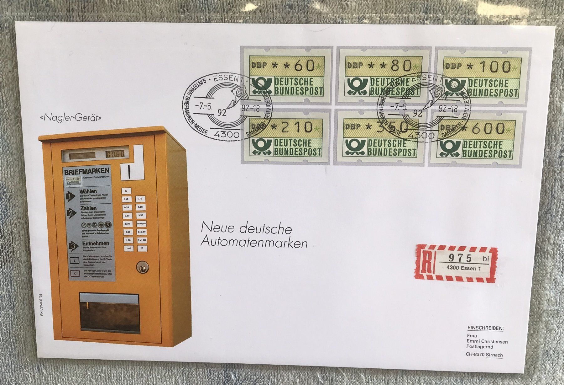 Tutti i francobolli: FDC MAXI NEUE DEUTSCHE AUTOMATENMARKEN – Usato da Ostermundigen venduto da crazy-horse-1840