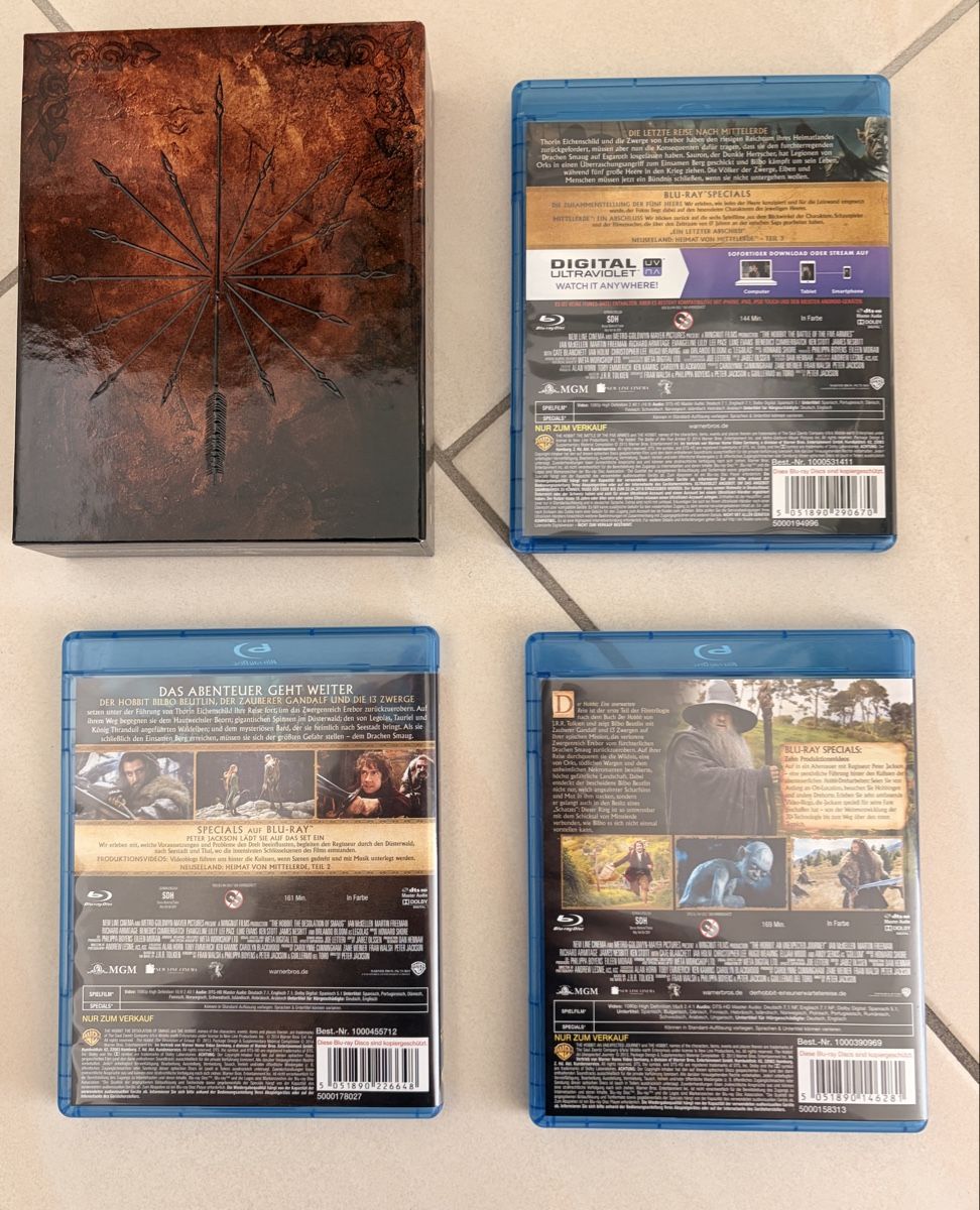 Tutti i DVDs: Der Hobbit Spielfilm Trilogie Blu-ray – Usato da Zürich venduto da TomoDiez 1