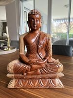 Holz Buddha Statue, Handgeschnitzt, Mahagoniholz, Sri Lanka