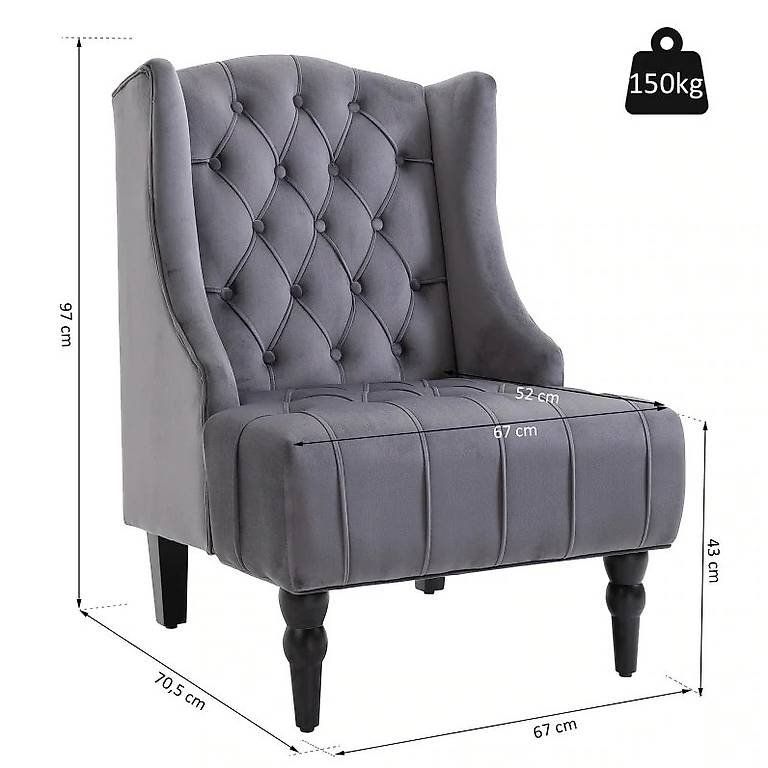 Sessel: Einzelsessel Ohrensessel Relaxsessel mit Tufting – Neu und originalverpackt aus Flawil von vivalacasa 2