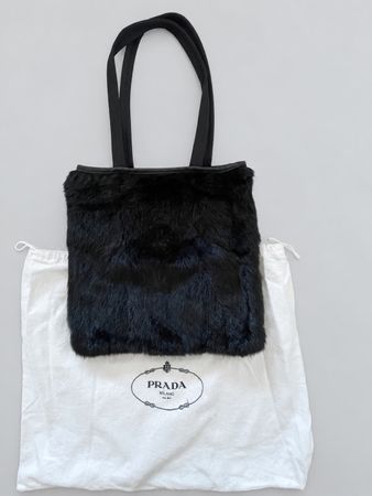 Prada Sport vintage Y2K sac tote noir fourrure + dust bag