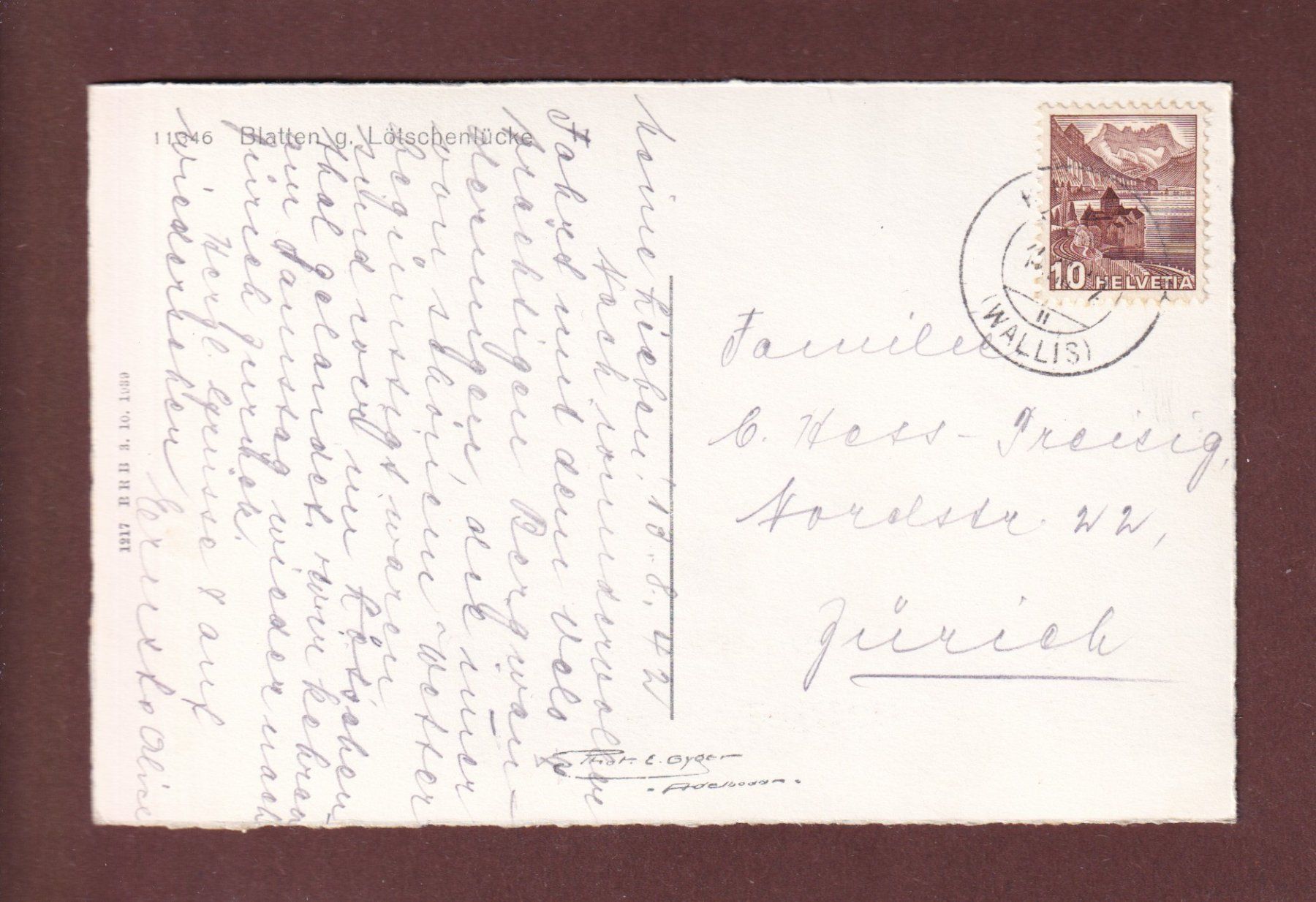 Ansichtskarten: BLATTEN - Lötschenlücke - 1942 – Gebraucht aus Pully von nicecards-shop 1