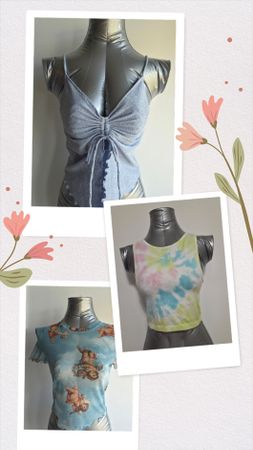 3x Y2K Festival Tops Set S | Angel, Glitter, Dye