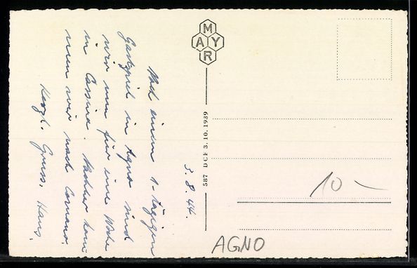 Cartoline postali: Agno, Veduta del paese con campanile e v – Usato da Berlin venduto da bartko-reher 1