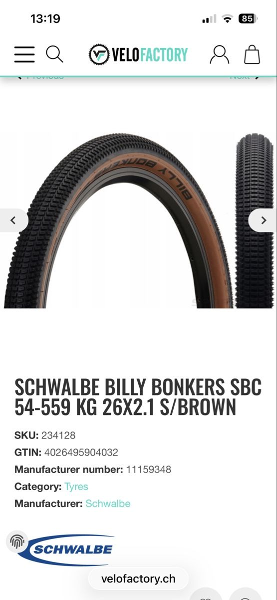 Pezzi di ricambio: Schwalbe Billy Bonkers 26' – Nuovo (secondo la descrizione) da Stein am Rhein venduto da gere04 3