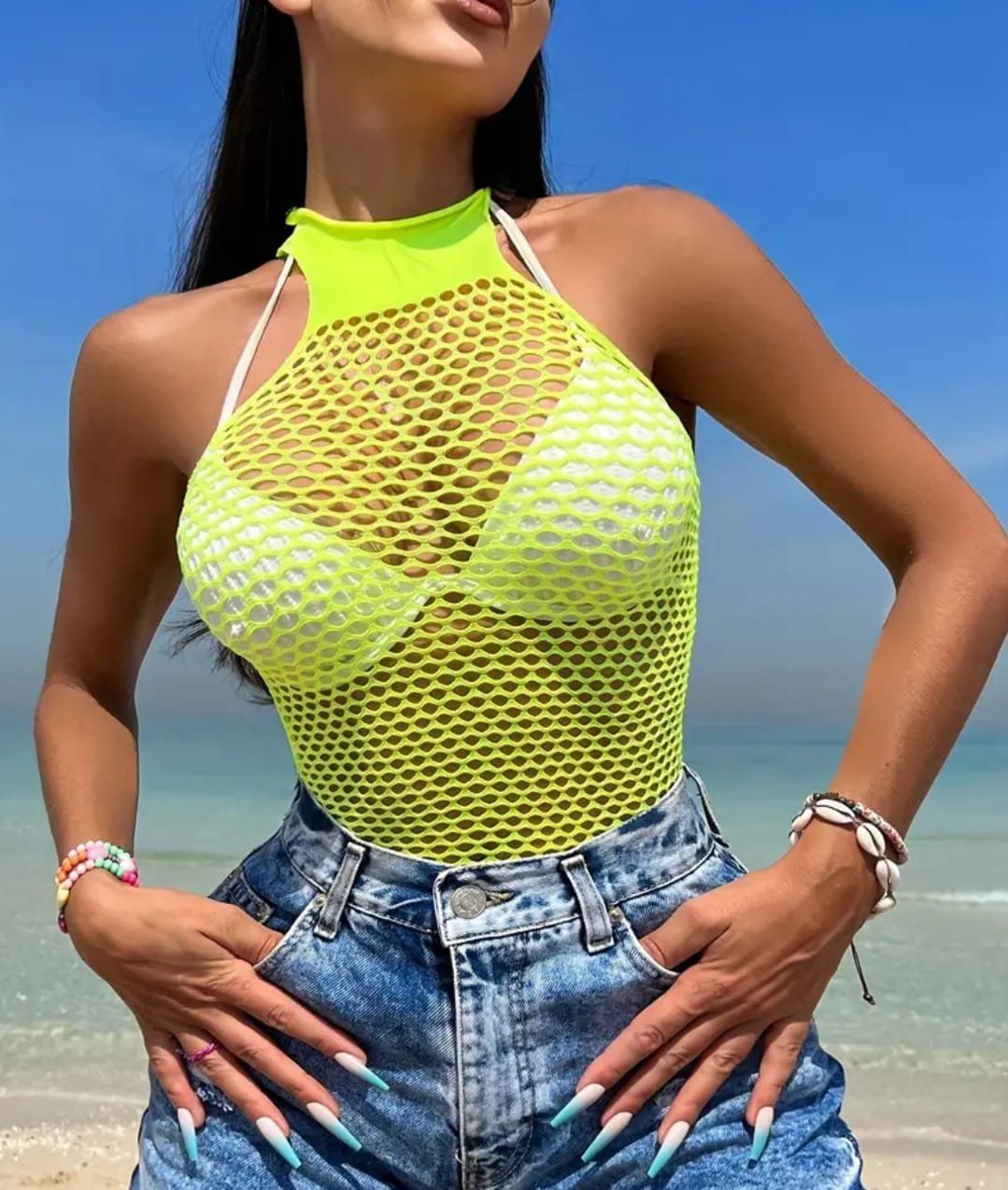 Costumi da bagno & Bikini: Neon Badeanzug, Mesh Optik, Sommer Trend, – Nuovo e nell'imballaggio originale da St.Erhard venduto da Saskya551 1