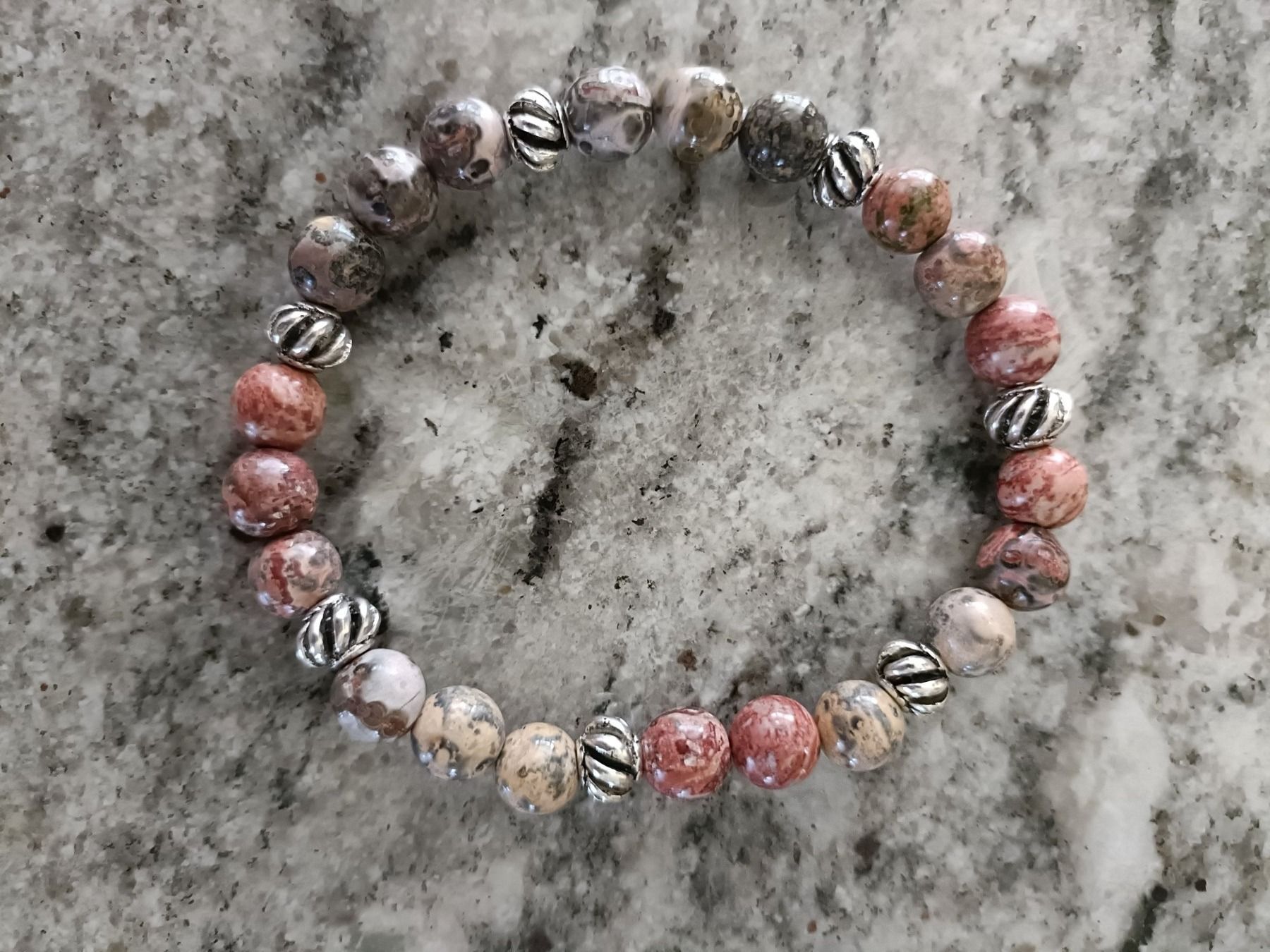 Bracciali & Braccialetti: Armband Leopardenjaspis – Nuovo e nell'imballaggio originale da Rotkreuz venduto da Basana2