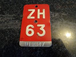 VELO NUMMER ZH 1963 FAHRRAD-NUMMER