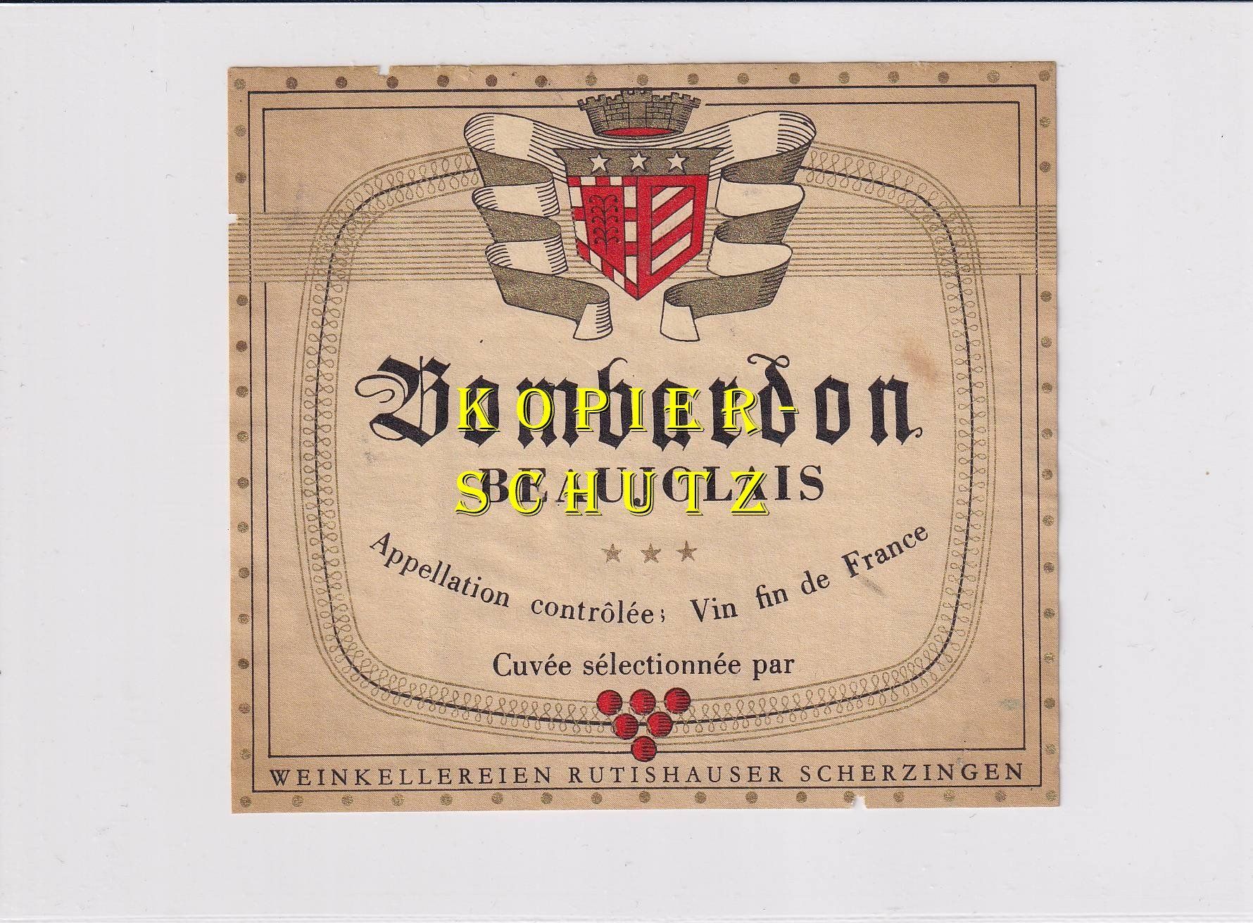 Papier: Etikette - Beaujolais "Bombardon" /bd – D'occasion à Hombrechtikon par Rudolf07