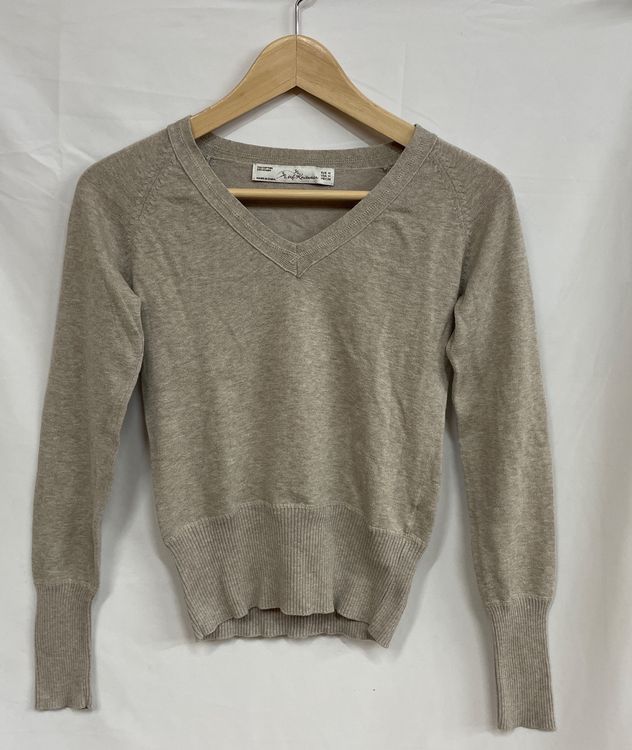Pull Col V Zara Marron Taille L Femme - Occasion Très Bon état | Pull Basique Regular