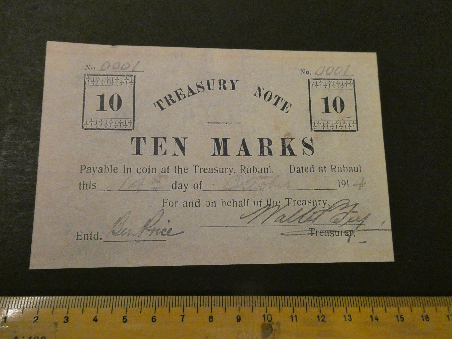 Banknoten: Deutsch-Neuguinea 1914, 10 Marks - Replika – Neu (gemäss Beschreibung) aus Hinterforst von rohusri