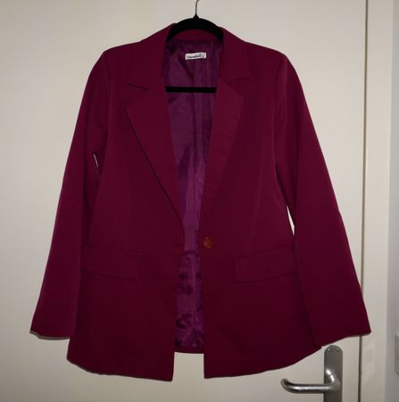Blazer fuchsia / framboise – veste longue élégante