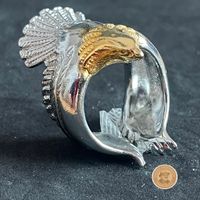 925 Silber Adler Ring massiv Bicolor 10,5 g Gr. 64
