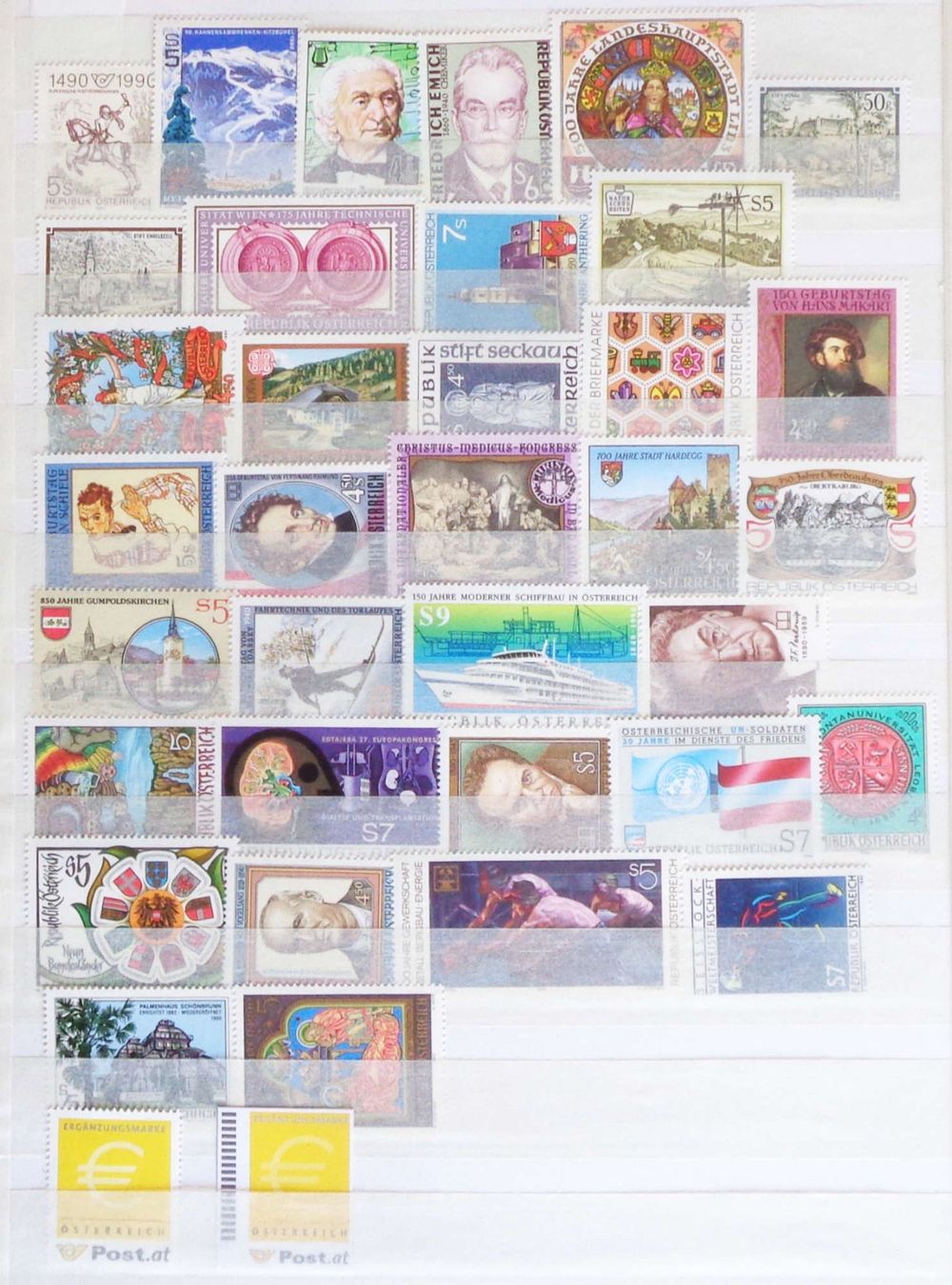 Alle Briefmarken: ÖSTERREICH: Ausgaben 1990 + 2 Kleinbogen ** – Neu (gemäss Beschreibung) aus Le Locle von timbrettino