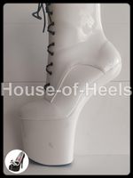 Pony boots 42 talon 20cm plateau 8.5cm simili cuir blanc ver