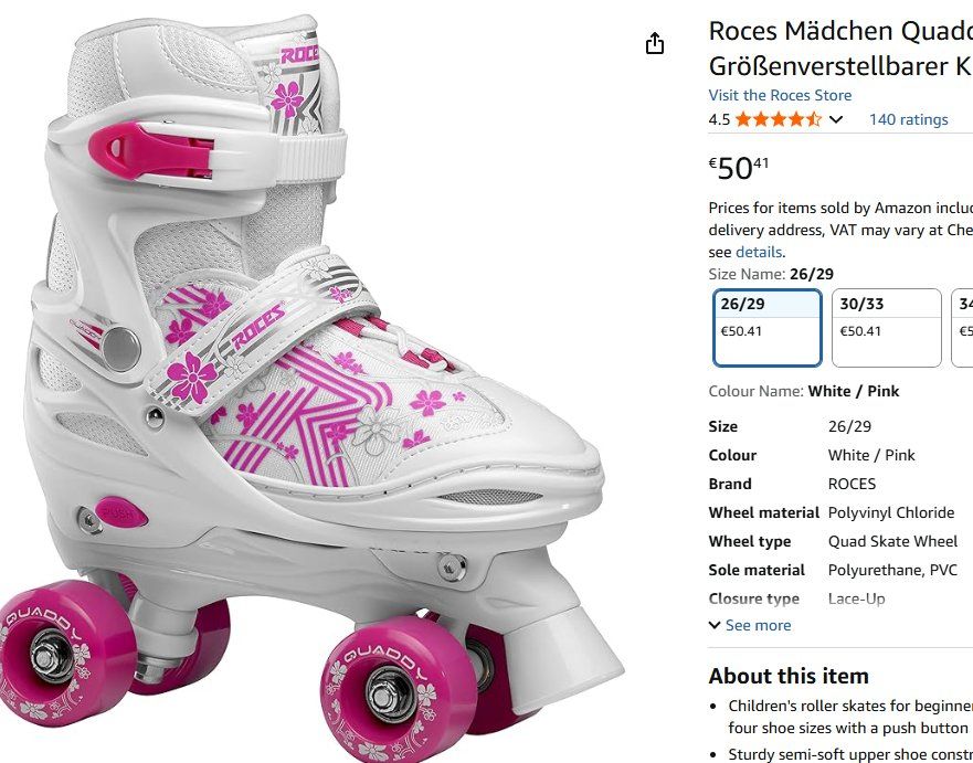 Roces Rollschuhe Größe 26-29 zweimal benutzt -utilisé 2 fois (Gebraucht ...